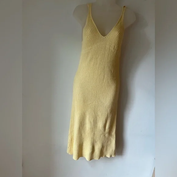 Lulus Yellow Ribbed Knit Midi Sweater Dress XS NWT - Picture 3 of 6